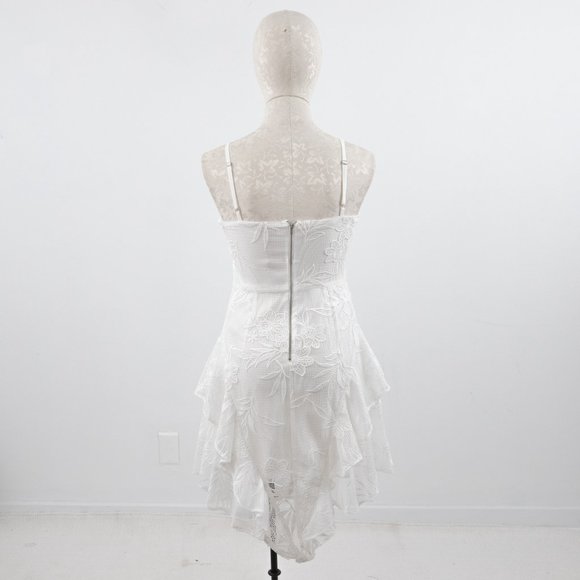 Parker XS Mesh Floral Asymmetric Mini Dress White - Picture 6 of 13